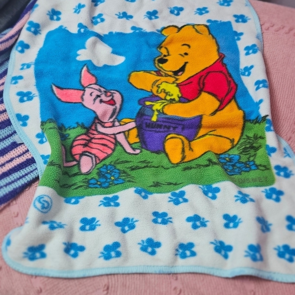 Colorful Cartoon Character Winnie The Pooh VTG Fleece Blanket